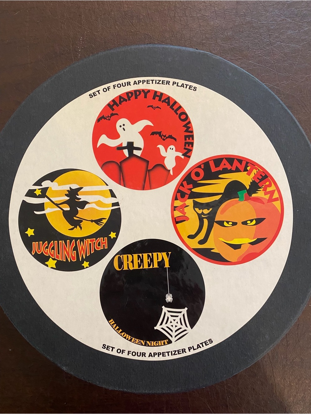 Halloween Appetizer Plate Set - Black/Orange/Yellow/Red Holiday Designs